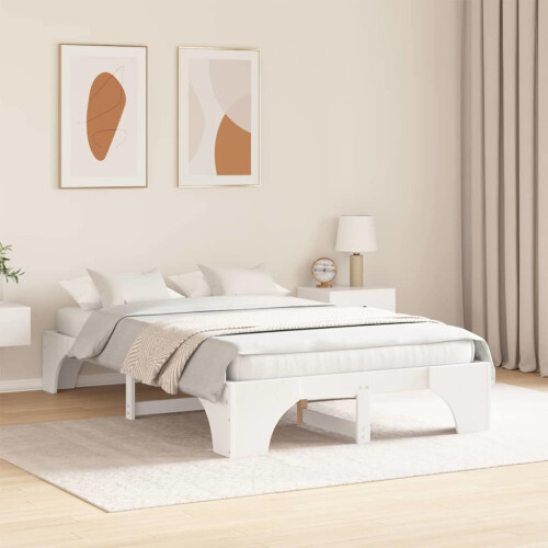 vidaXL Bed Frame White 120 x 190 cm Solid Pine Wood 2