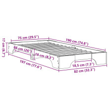 vidaXL Bed Frame Wax Brown 75 x 190 cm Solid Pine Wood