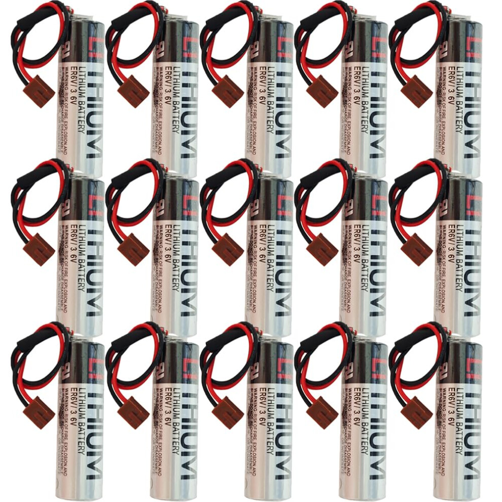 15Pcs Er6v 3.6V 2400Mah Plc Lithium Battery With Small Plug, Longlasting Stable Power 9330225673248