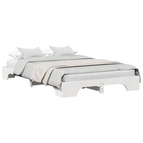 vidaXL Bed Frame White 135 x 190 cm Solid Pine Wood 1