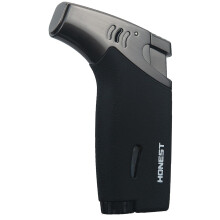 Windproof Butane Torch Lighter with Adjustable Jet Flame Metal Design, Matte Black Gift