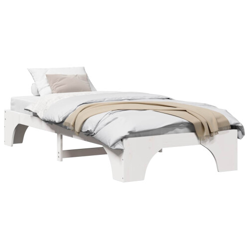 vidaXL Bed Frame White 90 x 190 cm Solid Pine Wood 1