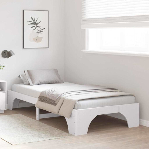 vidaXL Bed Frame White 90 x 190 cm Solid Pine Wood 2