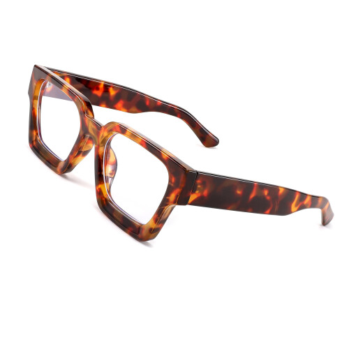 Leopard Frame Blue Light Blocking Glasses Retro 90s Square Style Women 53mm Medium Fit