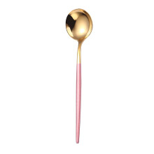 Stainless Steel Table Spoon 21cm Pink, Ergonomic Long Handle, Smooth Polished Finish for Dining