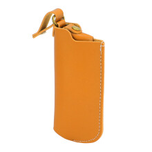 Handmade Leather Lighter Case with Clasp, Caramel Color Cover for Outdoor Camping, Durable Gift Choice