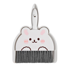 Mini Dustpan and Brush Set 2pcs Small Broom Dustpan Cartoon Animal Design Compact Desk Cleaner for Crumbs and Keyboard