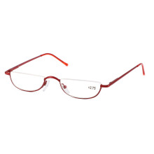 Vintage Red Half Frame Reading Glasses +2.5, Slim Alloy Build, Clear Magnification for Men and Women