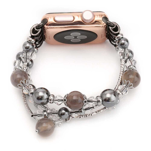 Μοντέρνο ελαστικό βραχιόλι για Apple Watch, με χάντρες και μαγευτικές χάντρες και 2