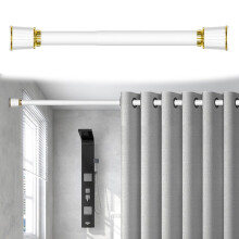 Adjustable Tension Curtain Rod 27.5–47 Inches Gray No Drilling for Windows Bathroom Closet Doorway