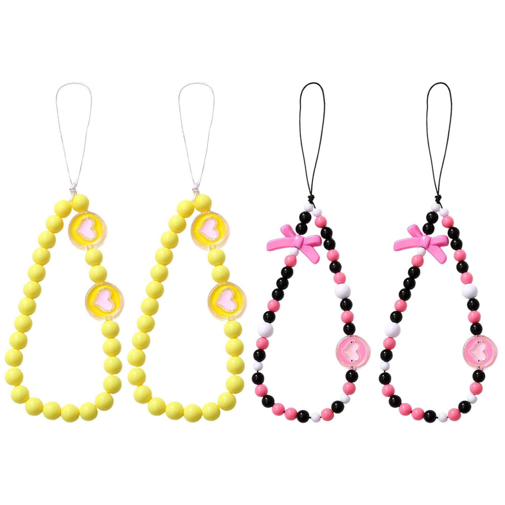 4Pcs Cute Candy Color Beaded Phone Charm Set With Heart Butterfly Beads And Pearl Wrist Strap For Phones Bags Cameras 9310869720973
