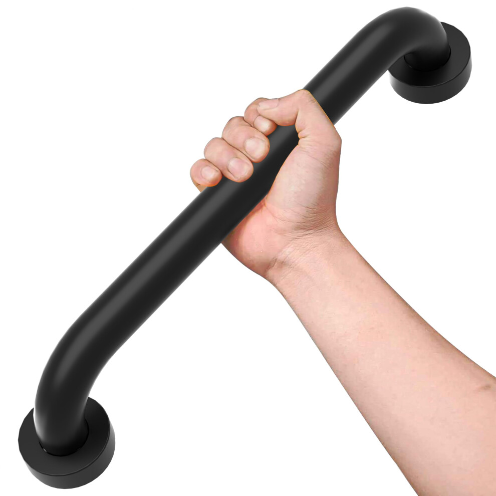 Black Stainless Steel Shower Grab Bar For Seniors, Antislip Grip Bathroom Safety Rail, Thickened Stable Base