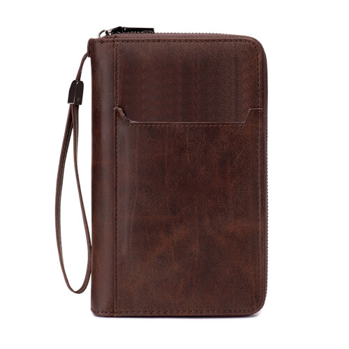 Passports Holder Cover with Safe Zippers Closure-Coffee