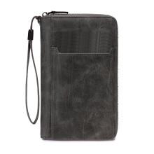 Rfids Passports Holder Travel Wallet ,Leather Passports-Gray