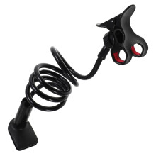 Adjustable Gooseneck Phone Holder for Bed and Desk with 360 Rotation and Secure Spiral Clamp