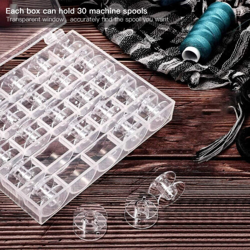 30 Slots Bobbin Storage Box, Transparent Plastic Bobbin Organizer Case for Sewing, Clear Visibility Design 2