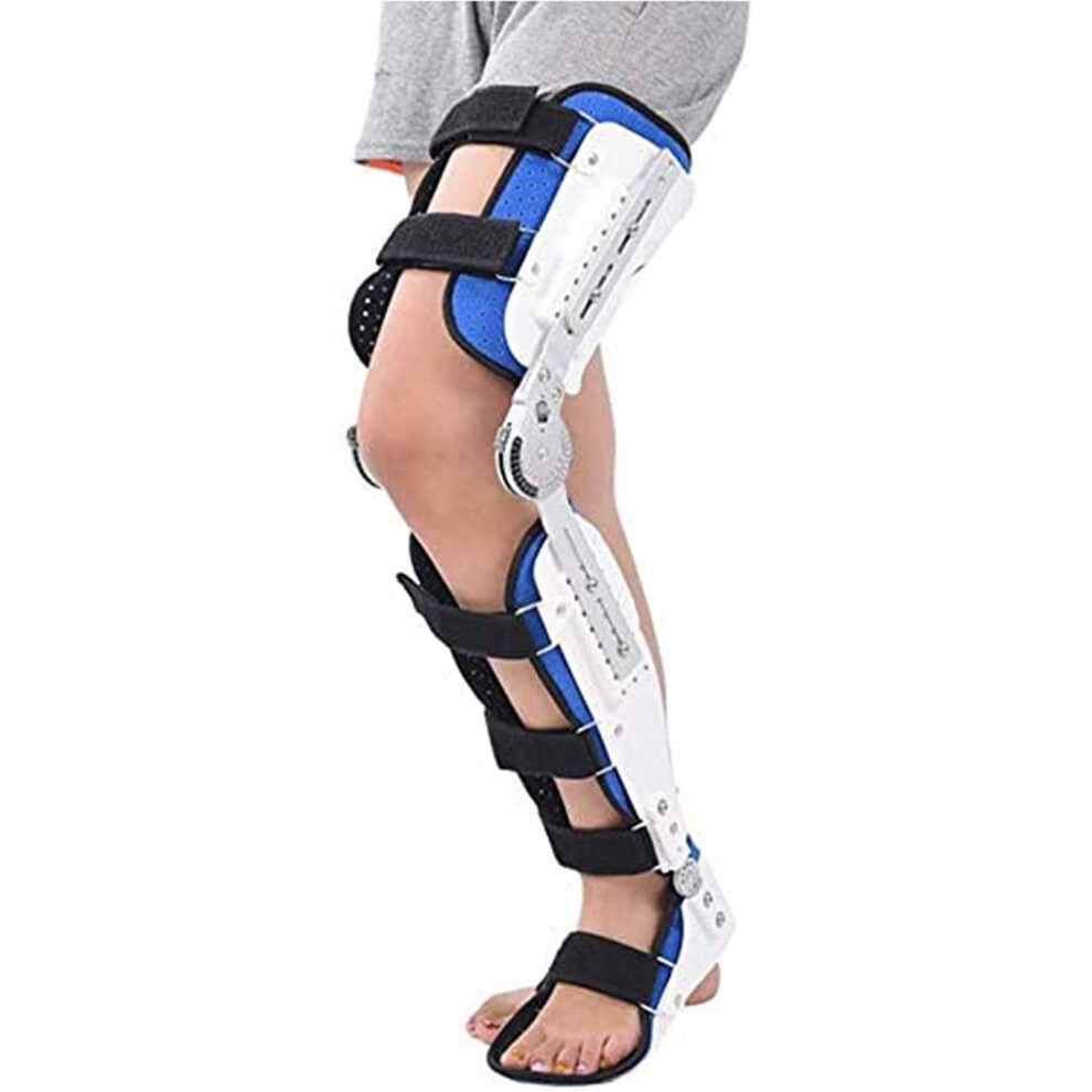Blue Adjustable Hinged Knee Brace With Dualhinge Stabilizer For Left Leg Injury Recovery And Support