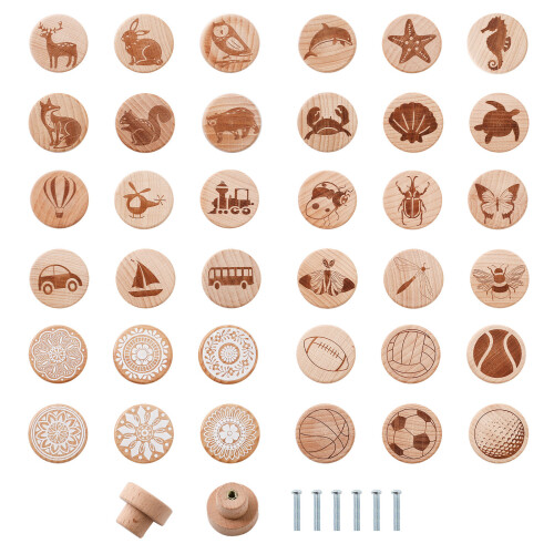 Decorative Beechwood Drawer Knob Fun Animal Pattern Cabinet-A 1