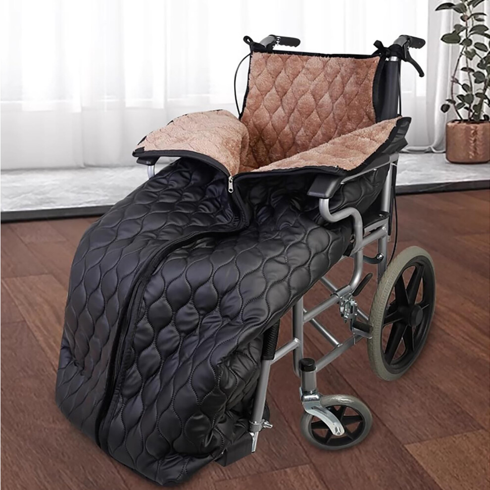 Waterproof Wheelchair Blanket with Thick Fleece Lining, Windproof Leg Warmer Cover with Zipper for Winter