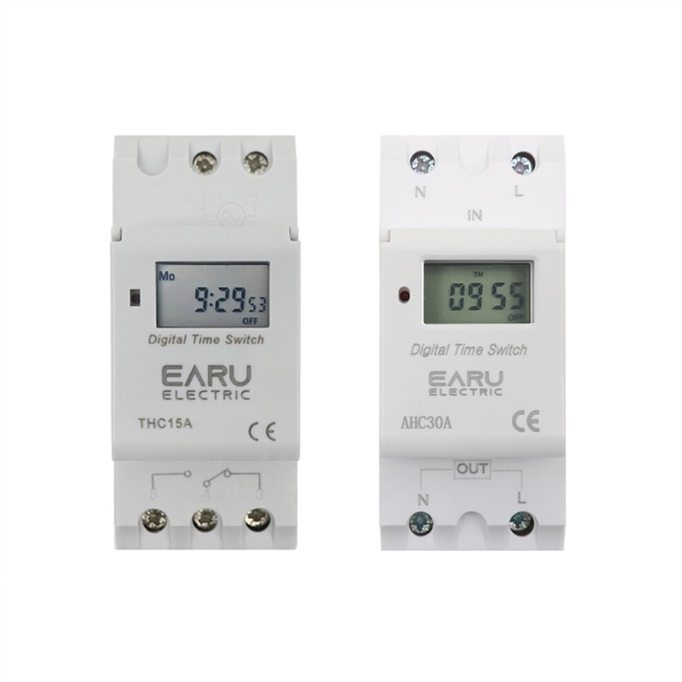 Thc15a 12V Ac Dc Din Rail Digital Timer Switch 30A 1No1nc Weekly Programmable Time Relay With Battery Backup And Manual Override 9310869791829