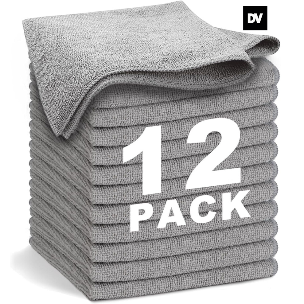 Microfiber Cleaning Cloth 16X16 12 Pack Ultra Absorbent Towels For Car Detailing And Streak Shine Grey 9330225675631