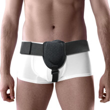 Inguinal Hernia Belt for Men and Women – Adjustable Support Truss with Dual Pads for Left or Right Side Relief, Breathable Black Brace