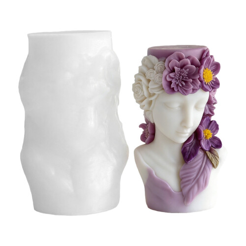 Moule en Silicone de cylindre de relief de fille de fleur pour
