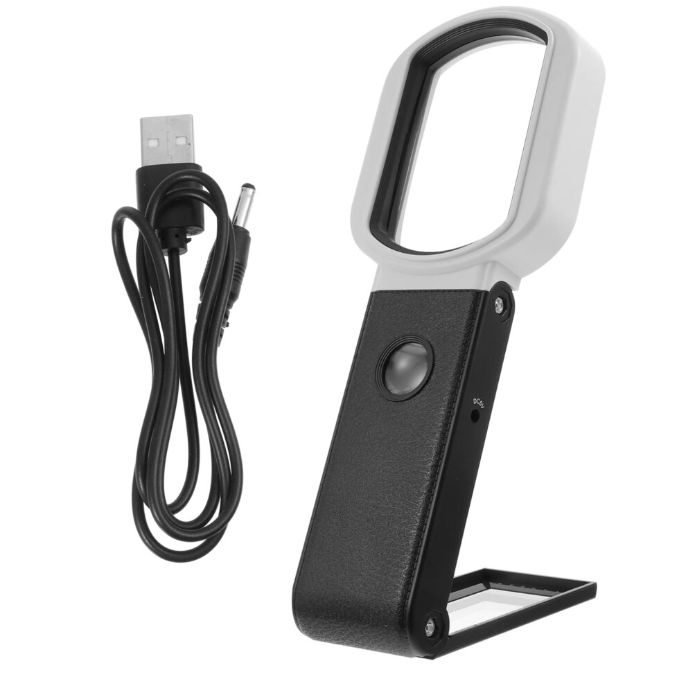 Lighted Handheld Magnifier with Dual Magnification 10x 25x, Foldable LED Magnifying Glass for Reading, Coins and Jewelry
