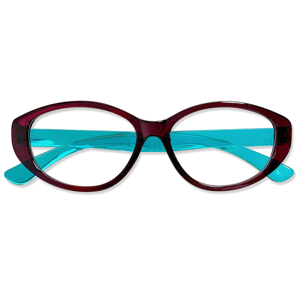 Blue Light Blocking Reading Glasses 4.0x Purple Butterfly Rectangle Frame Clear Magnification for Women and Men