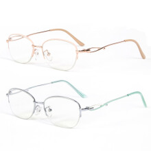Reading Glasses for Women 2 Pack 2x Magnification Blue Light Blocking Semi Rimless Pink and Silver Frames