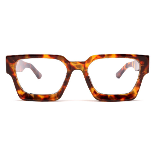 Leopard Frame Blue Light Blocking Glasses Retro 90s Square Style Women 53mm Medium Fit 1