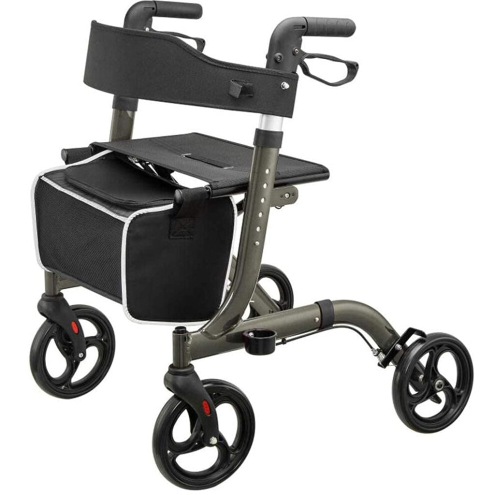 Rollator Walker for Seniors with Seat and Wheels, Lightweight Foldable Aluminum Frame, Adjustable Height