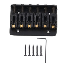 Electric Guitar Bridge 6 String 65mm Black Glossy Tailpiece Stable Tuning Durable Metal