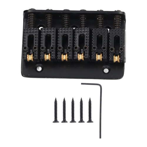 Electric Guitar Bridge 6 String 65mm Black Glossy Tailpiece Stable Tuning Durable Metal