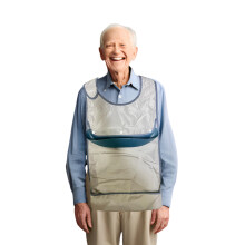 Adult Bib Waterproof for Elderly, Adjustable Fit, Dual Spill Catcher, Washable Gray