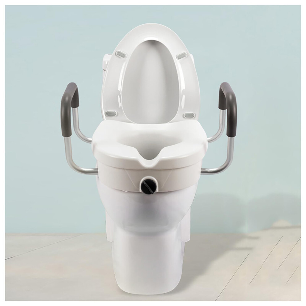 Raised Toilet Seat with Handles for Elderly, 12â¯cm Height Boost, 300â¯lb Capacity, Easy SitâtoâStand