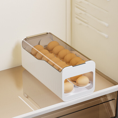 Automatic Rolling Eggs Storage Container For Fridge-Ivory 2