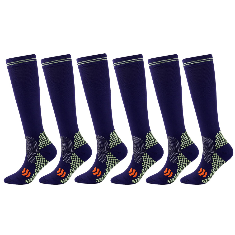 3 Pairs Compression Socks for Women 2030 mmHg Knee , Firm Graduated Support for Travel and Work