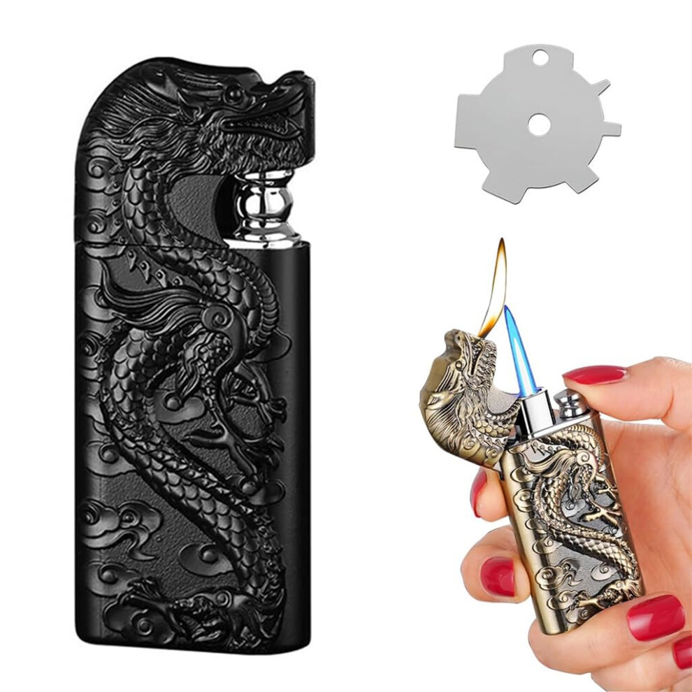 Black Dual Flame Jet Torch Lighter Windproof Refillable Butane Cigar Lighter With Crocodile Design