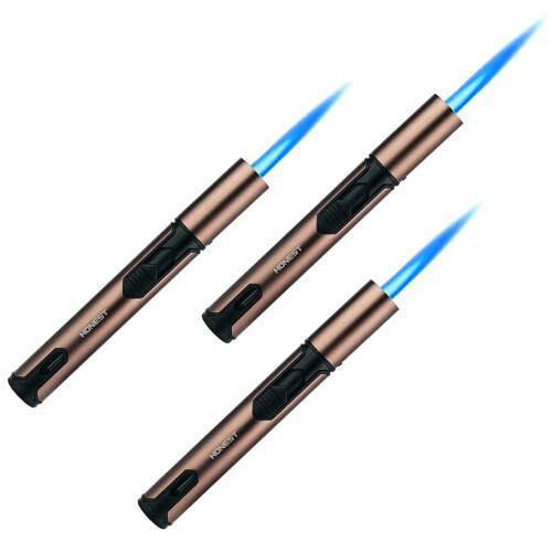 3 Pack Refillable Butane Torch Lighter Set, Windproof Adjustable Jet Flame for BBQ and Camping