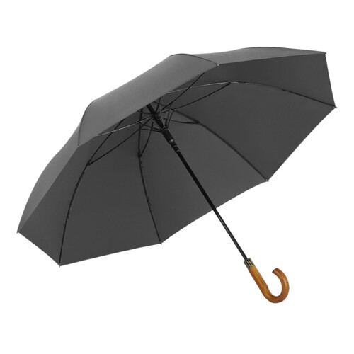 Large Golf Umbrella 54 Inch Windproof Automatic Open with Classic Wooden Hook Handle Gray
