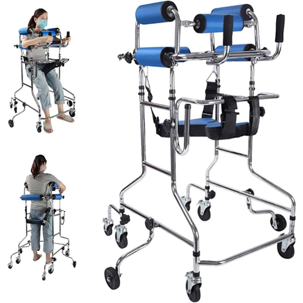 Folding Walker for Seniors with Adjustable Height, Wheels and Seat, Lightweight Mobility Aid