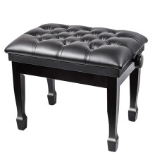 Adjustable Piano Stool with Solid Wood Legs, Waterproof Cushion, Ergonomic Design, Black 48–58cm