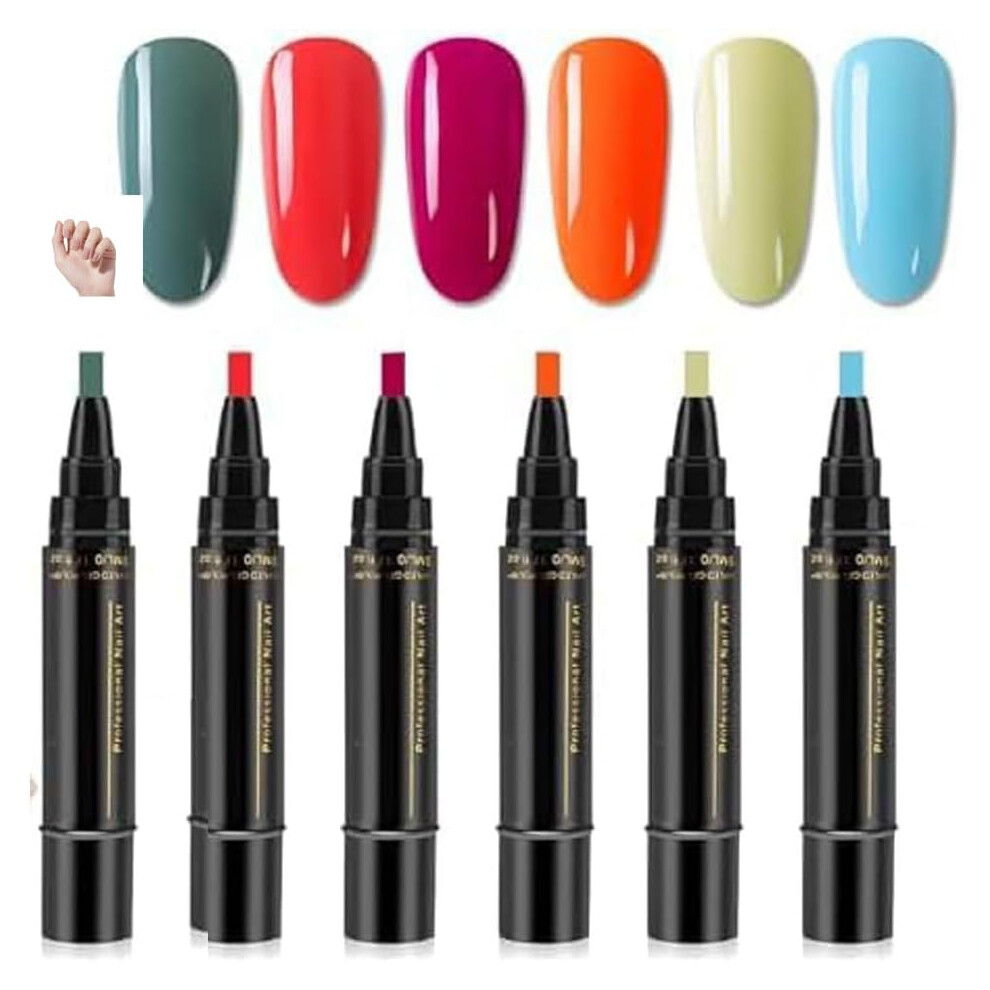 3 in 1 Nail Polish Pen Set â Quick Dry Formula, Precision Tip, 6 Colors for Easy Manicure and Travel