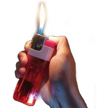 Refillable Butane Lighter with Adjustable Flame Control and Transparent Fuel Window, Soft Flame Red