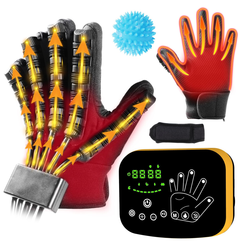Black Rehabilitation Robotic Glove With Motorized Finger Assistance And Heated Hand Therapy For Stroke Recovery