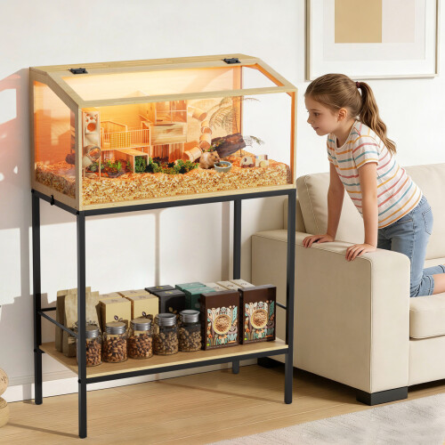 Bingopaw Wooden Hamster Cage Habitat with Storage Shelf 1