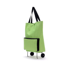 Folding Shopping Cart with Wheels, DualUse Oxford Cloth Trolley Bag, Lightweight Grocery and Home Utility Cart, Green