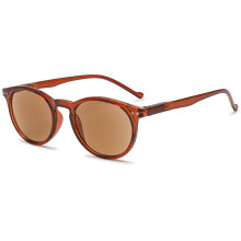 Brown Reading Sunglasses 2.0x Magnification Retro Round Tinted UV Protection for Men and Women