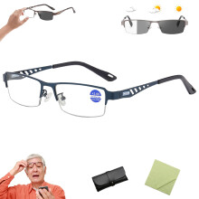 Photochromic Reading Glasses with Anti Blue Light Protection, UltraLight Multifocal Clear Vision for Men and Women